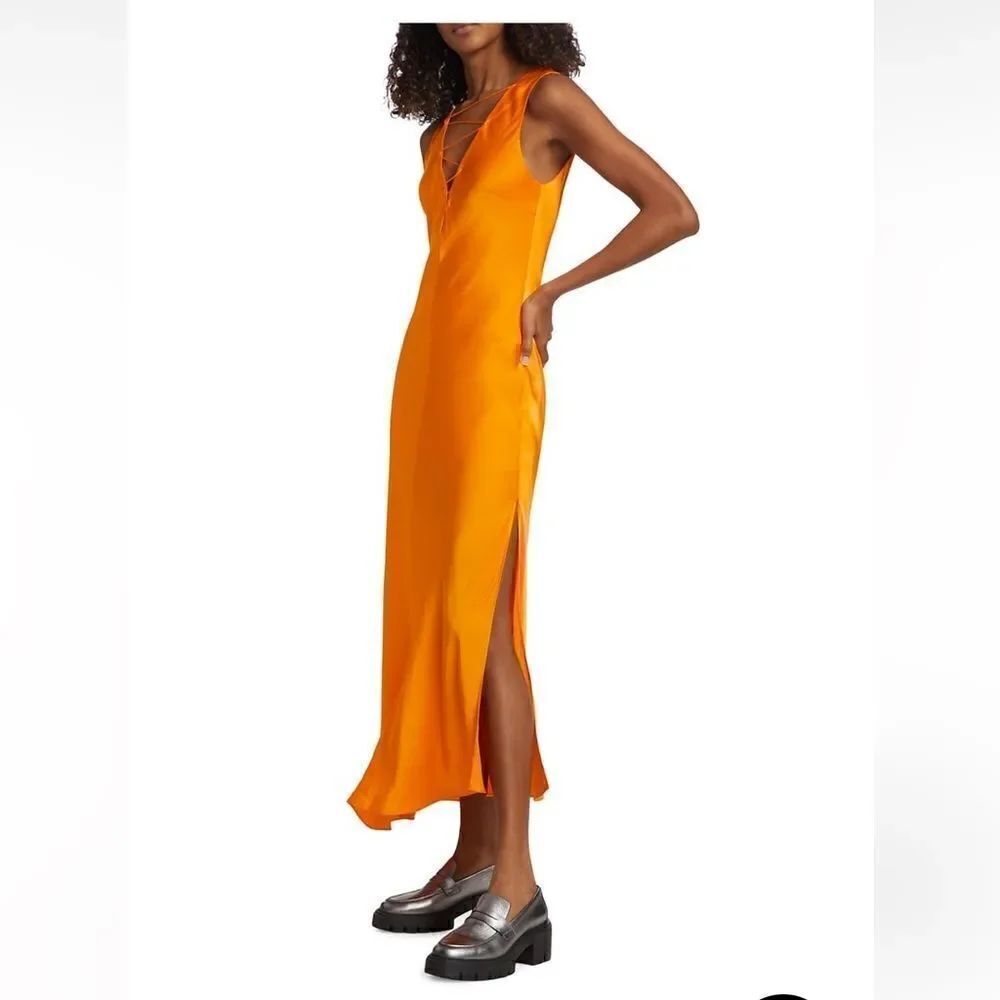 FRAME Lace Up Midi Dress NWT